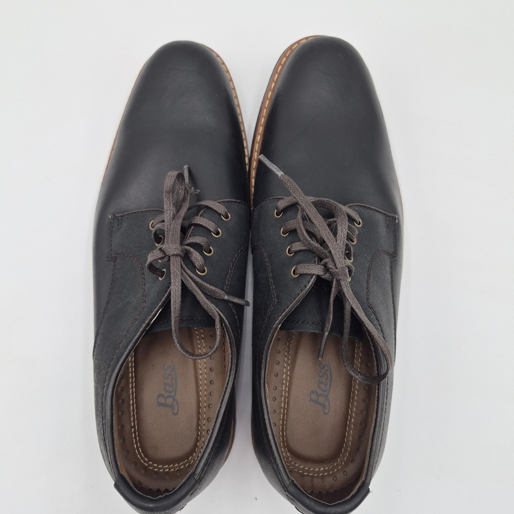 Bass Mens Leather Derby Shoes Brown Black Lace Up Oxford 10.5M 70-71094 - Picture 4 of 9